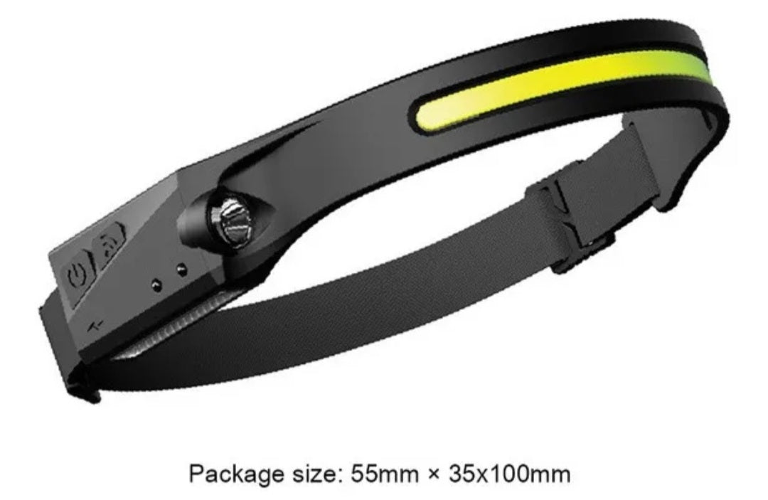 Linterna LED Frontal Recargable con Sensor de Movimiento — Camping y Deporte