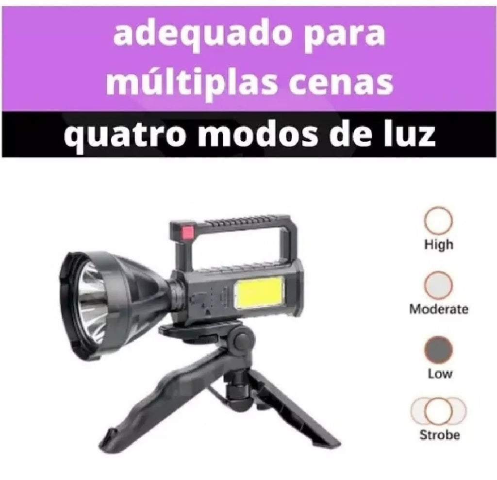 Linterna Recargable con Trípode L-832 — 4 Modos de Luz para Camping y Outdoor