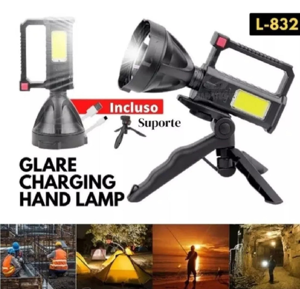 Linterna Recargable con Trípode L-832 — 4 Modos de Luz para Camping y Outdoor