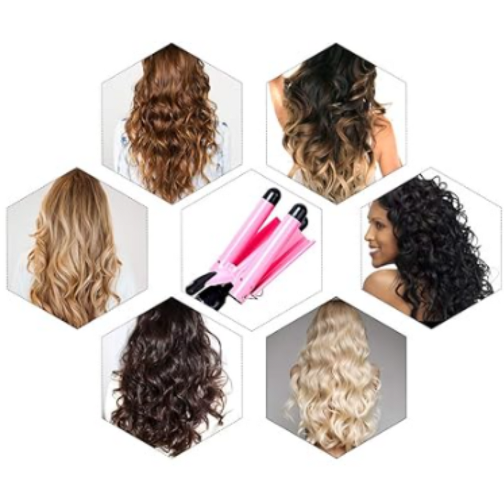 Onduladora de Triple Barril para Todo Tipo de Cabello