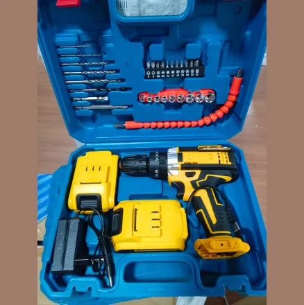 Taladro Eléctrico Inalámbrico con Caja de Herramientas – Kit Completo 2 Baterías