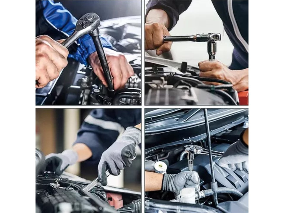 Juego de Llaves Punta Corona 7 Pcs con Chicharra Ratchet – Acero Cromado