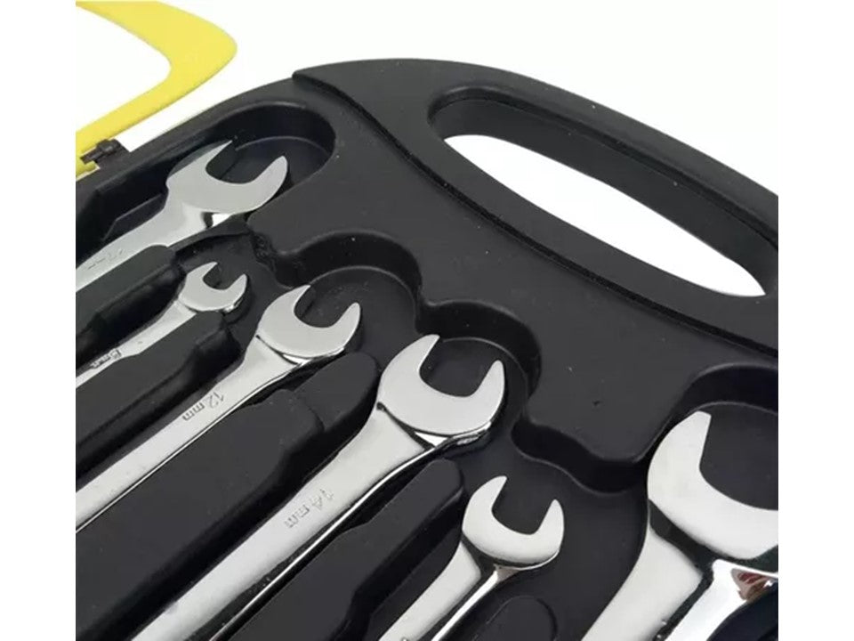 Juego de Llaves Punta Corona 7 Pcs con Chicharra Ratchet – Acero Cromado