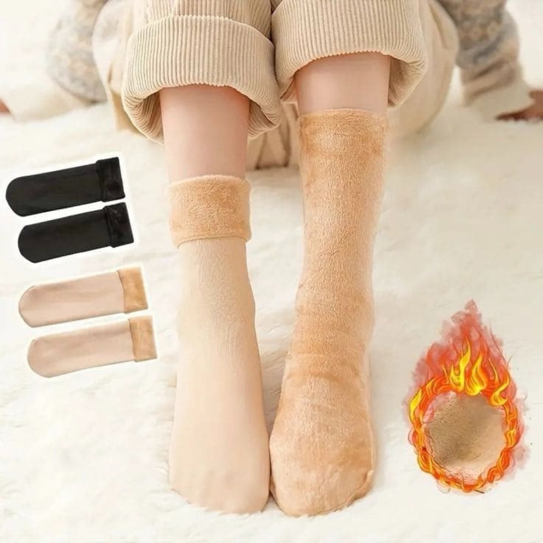 Pack 3 Pares Calcetines Térmicos Afelpados — Talla Única, Negro y Beige