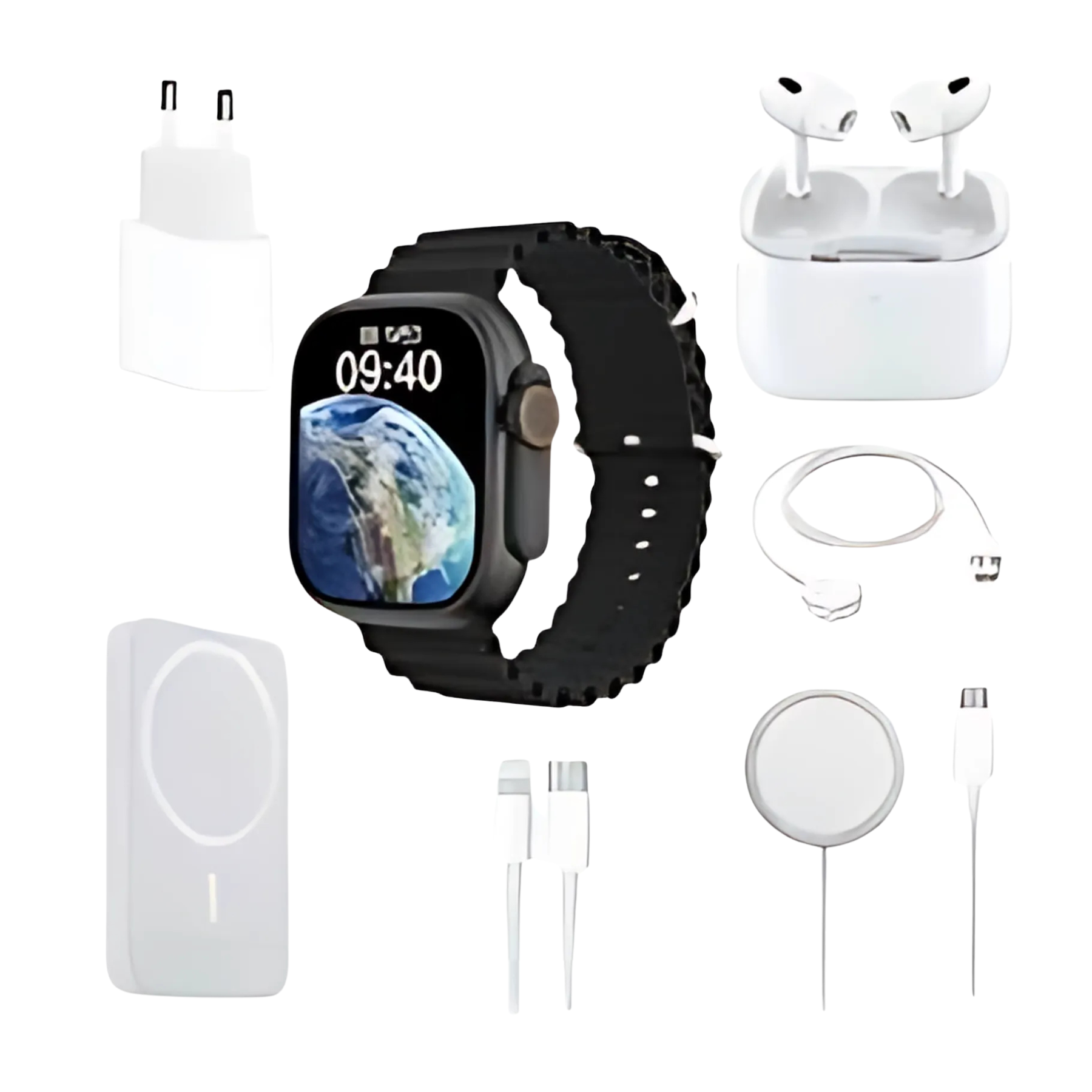 Combo Smartwatch X8 Ultra + Audífono In Ear + Power Bank – Kit 3 en 1