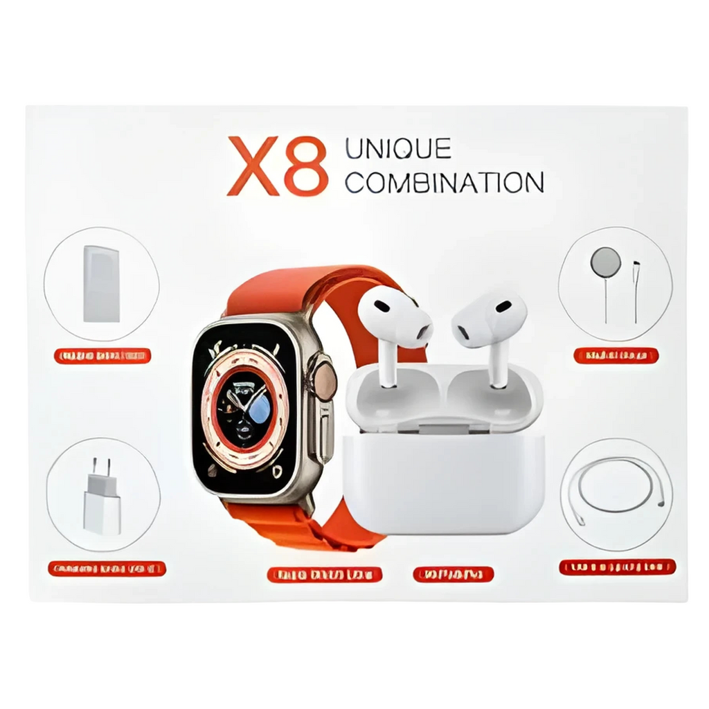 Combo Smartwatch X8 Ultra + Audífono In Ear + Power Bank – Kit 3 en 1