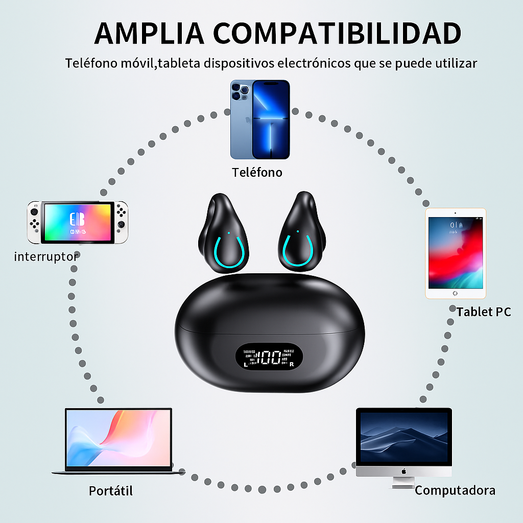 Auriculares Bluetooth Conducción Ósea — Escucha Sin Tapar Tus Oídos