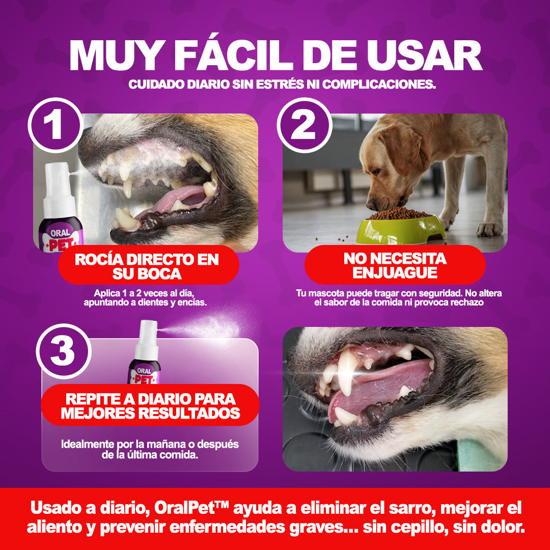 Oral Pet Spray Bucal para Mascotas — Elimina Sarro y Mal Aliento Sin Clínicas