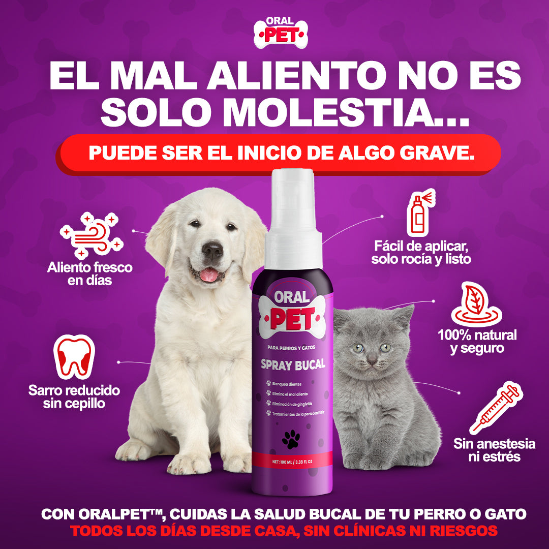 Oral Pet Spray Bucal para Mascotas — Elimina Sarro y Mal Aliento Sin Clínicas