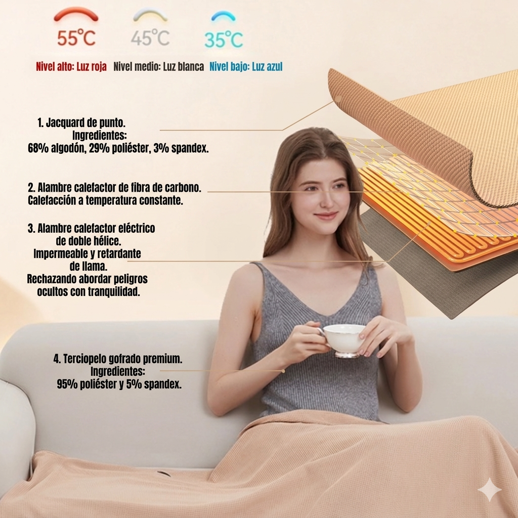 Manta Calefactora Eléctrica USB – 4 en 1 con 3 Niveles de Calor
