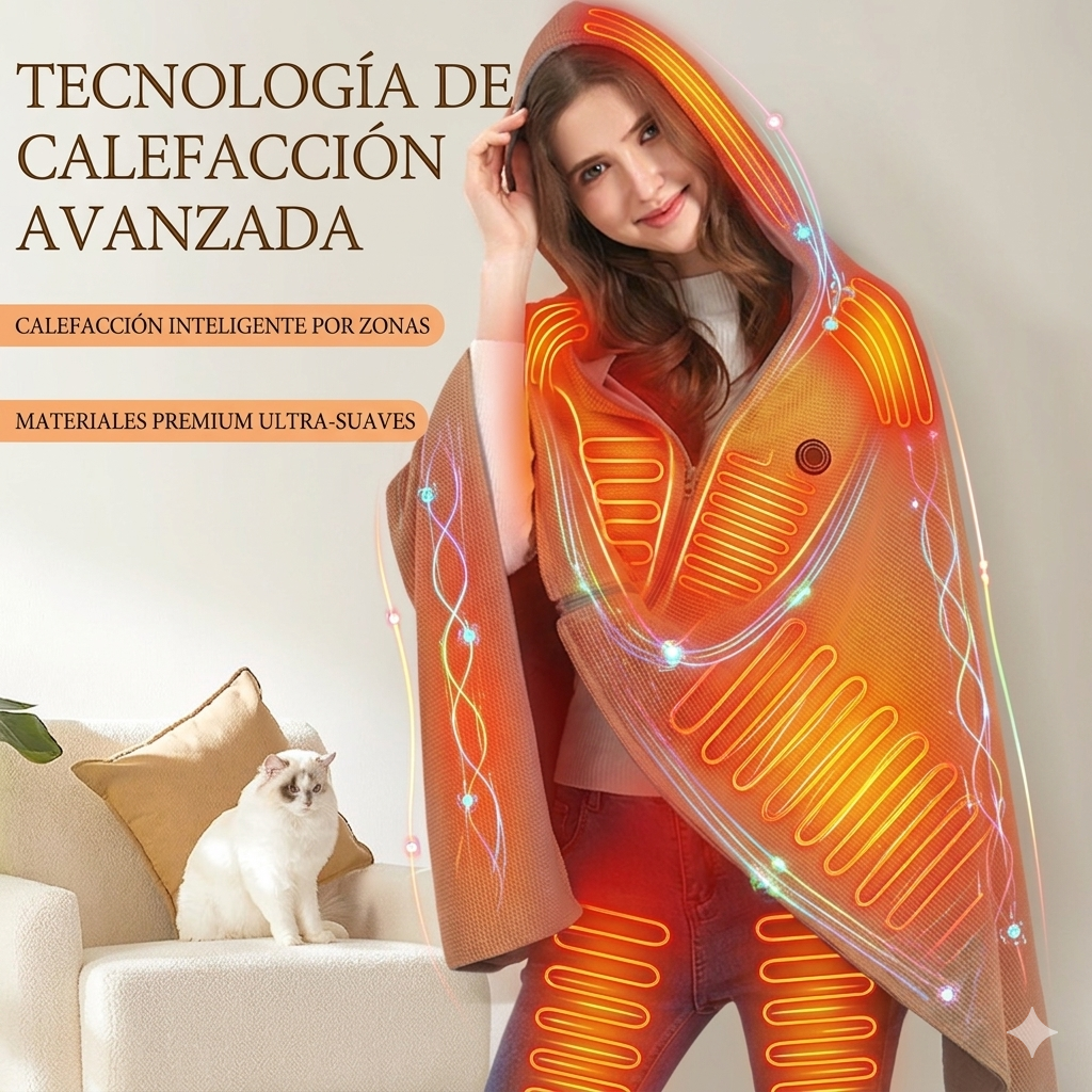 Manta Calefactora Eléctrica USB – 4 en 1 con 3 Niveles de Calor