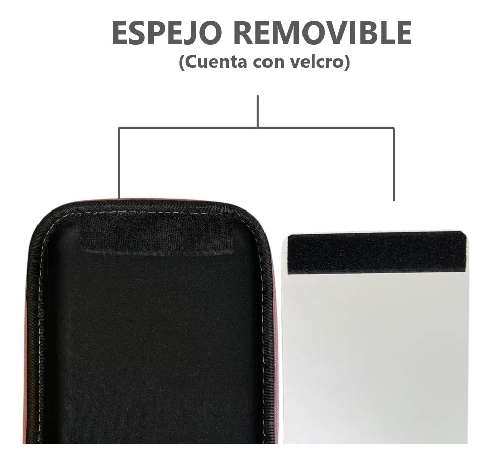 Cosmetiquero Portátil con Espejo y Luz LED — 3 Tonos de Luz para Maquillaje Perfecto