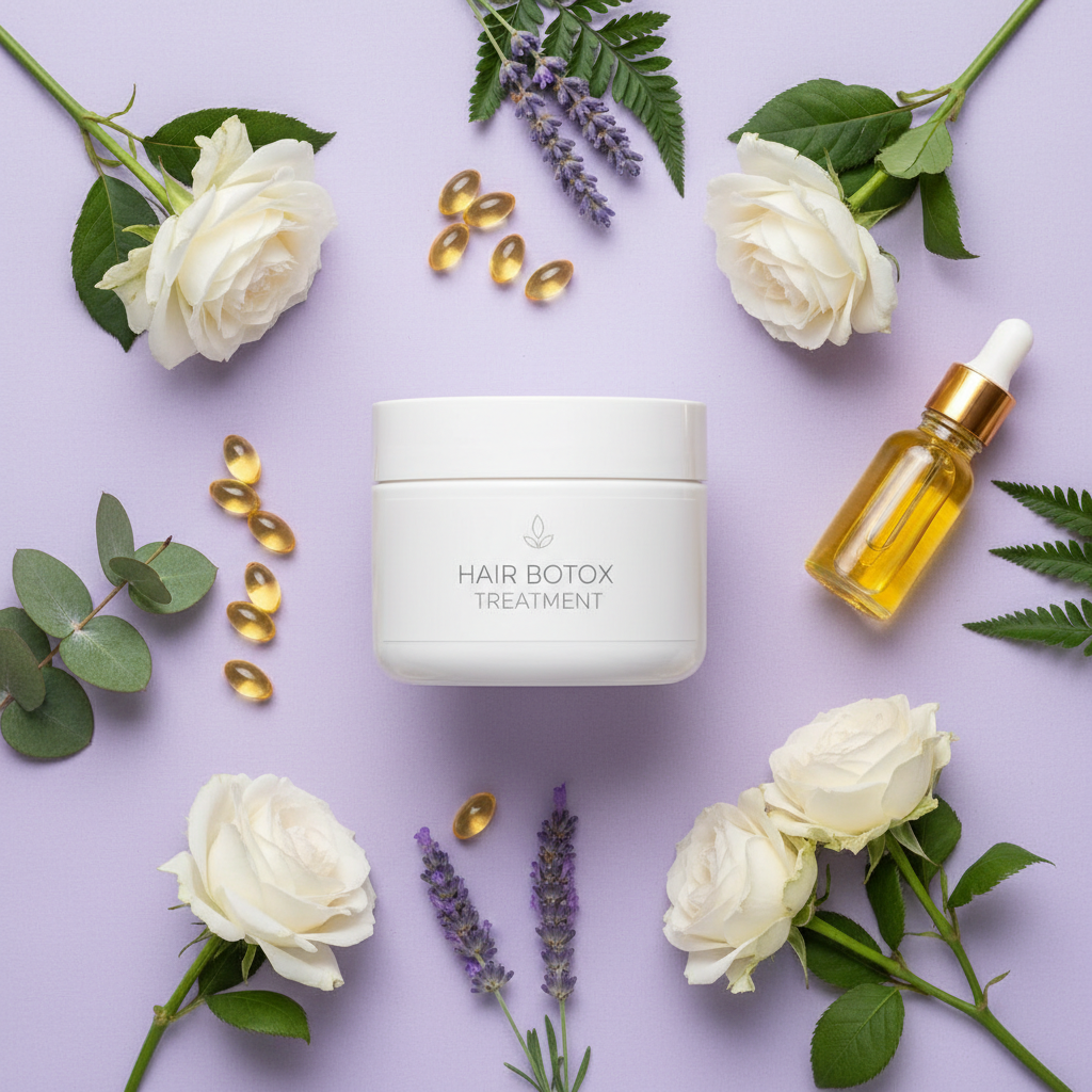 Flat lay botox capilar