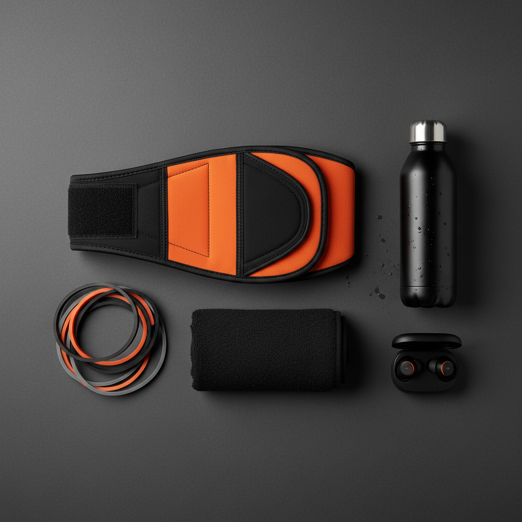 Flat lay faja sport accesorios gym